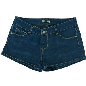 Discovery Dark Wash Denim Shorts Low Rise Y2K Micro Mini Stretch Jean Size 5